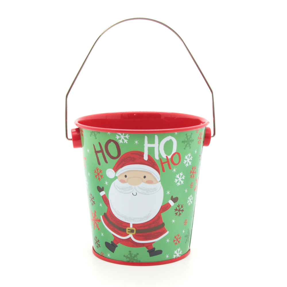 Christmas R.D Bucket(10.2*10.3CM) featuring a festive Santa design with a red and green color scheme.