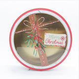 Round TL Christmas Tin Box(19.8*6.3CM/M) featuring festive design and gold interior.