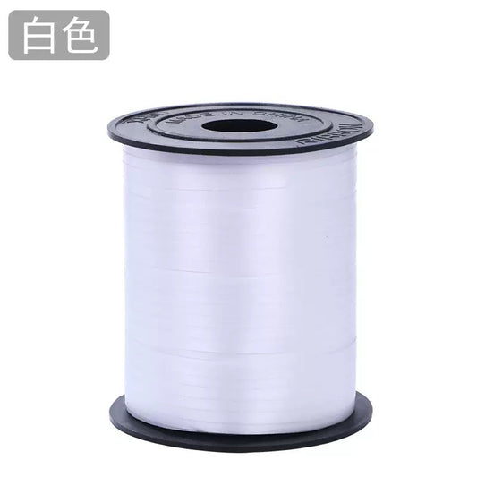 Curling Ribbon Roll(0.5CM*200M/White) on a black spool, perfect for gift wrapping and crafts.