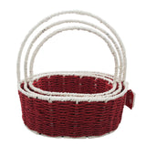 3PCS Paper Rope & Iron Frame Basket Set(NC18-40) featuring red and white woven design.