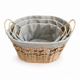 3PCS Oval Paper Basket Set with Handles