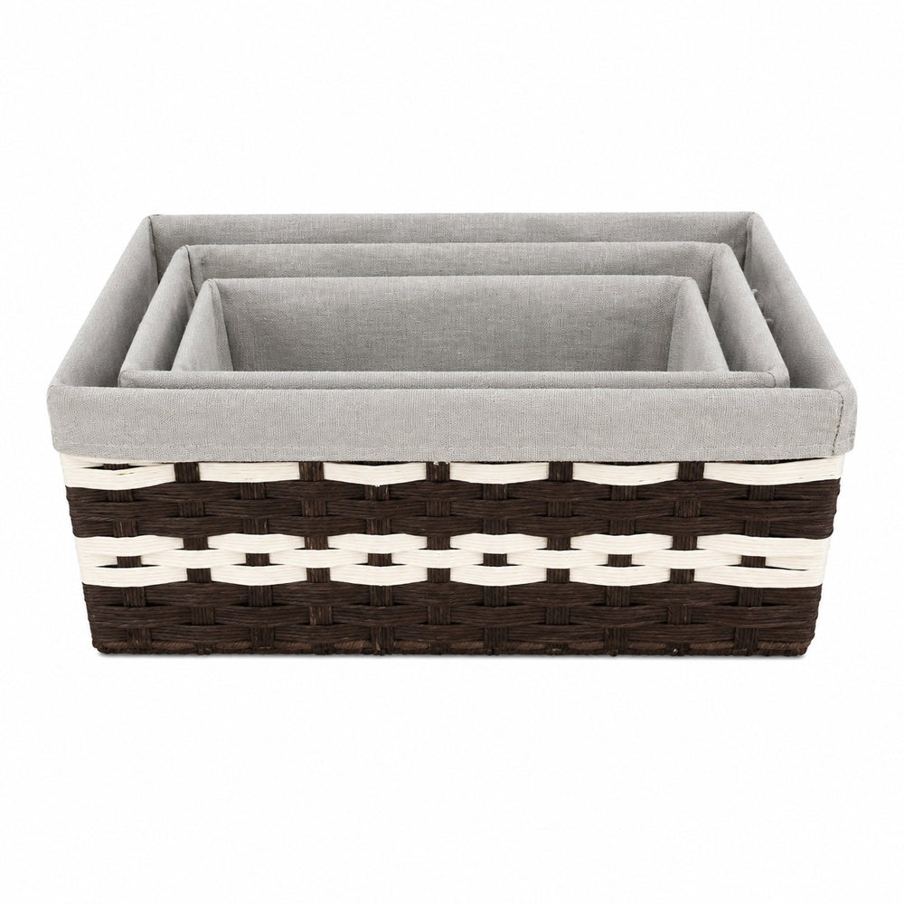 3PCS Rectangular Paper Basket Set with Lining