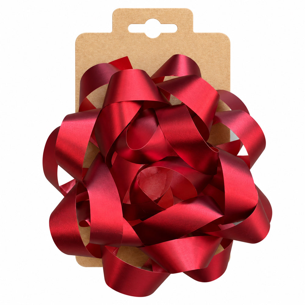 Red metallic gift bow 12cm