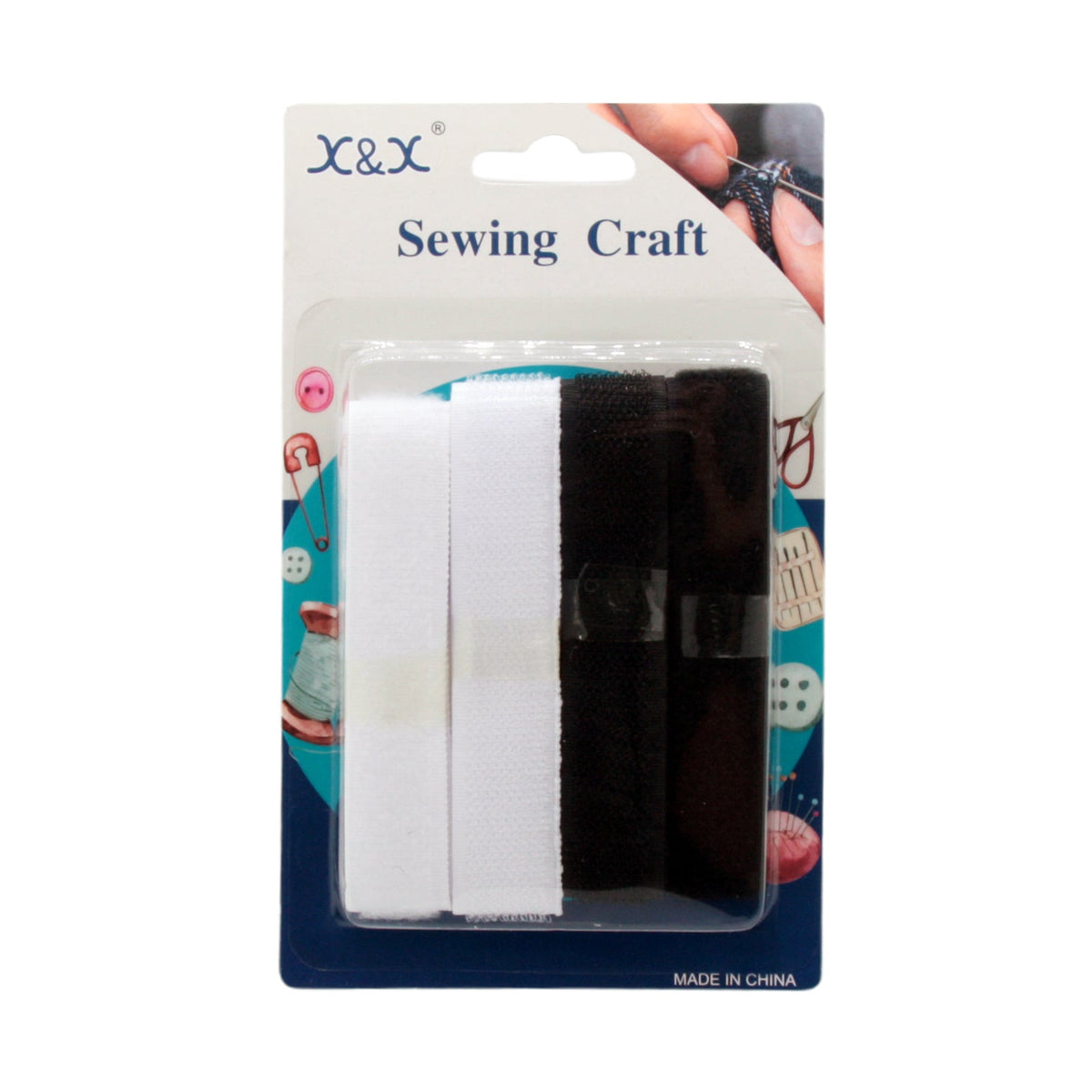 Velcro Hook & Loop Tape Set – Black & White Sewing Craft Fastener Straps