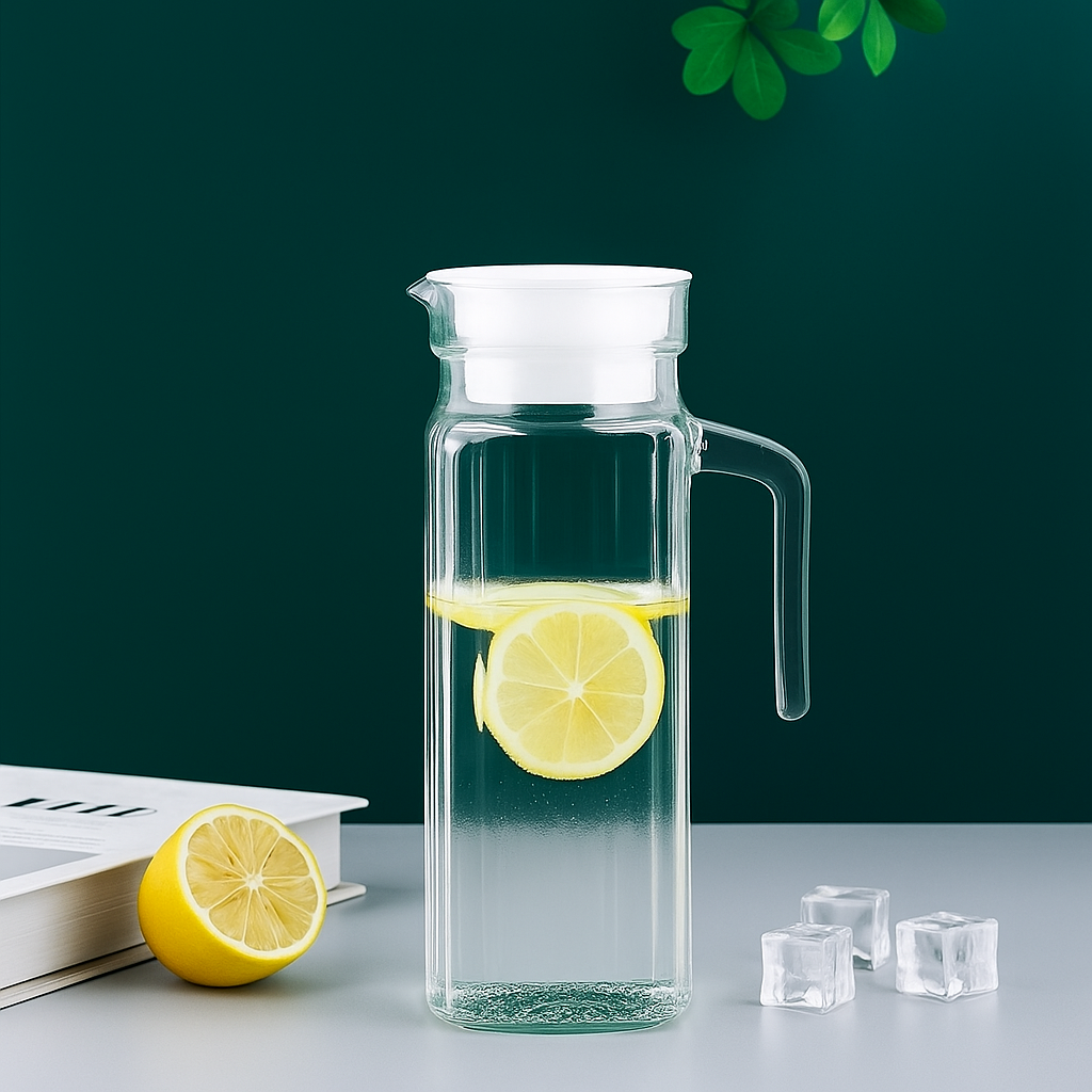 Glass Pitcher with Lid (1.1L) – Heat-Resistant Water Jug