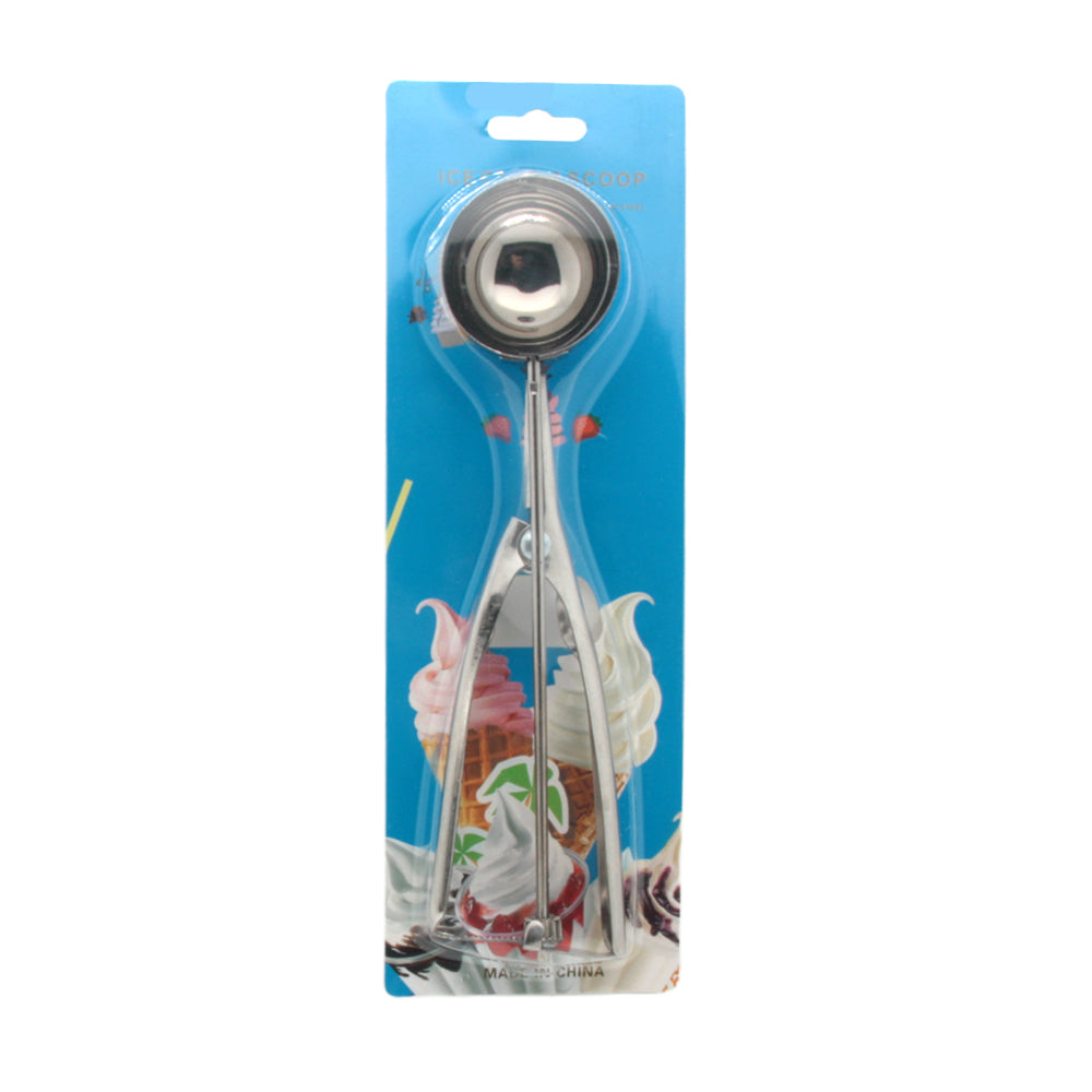 🍦 Stainless Steel Ice Cream Scoop in packaging, ideal for serving ice cream and desserts effortlessly.