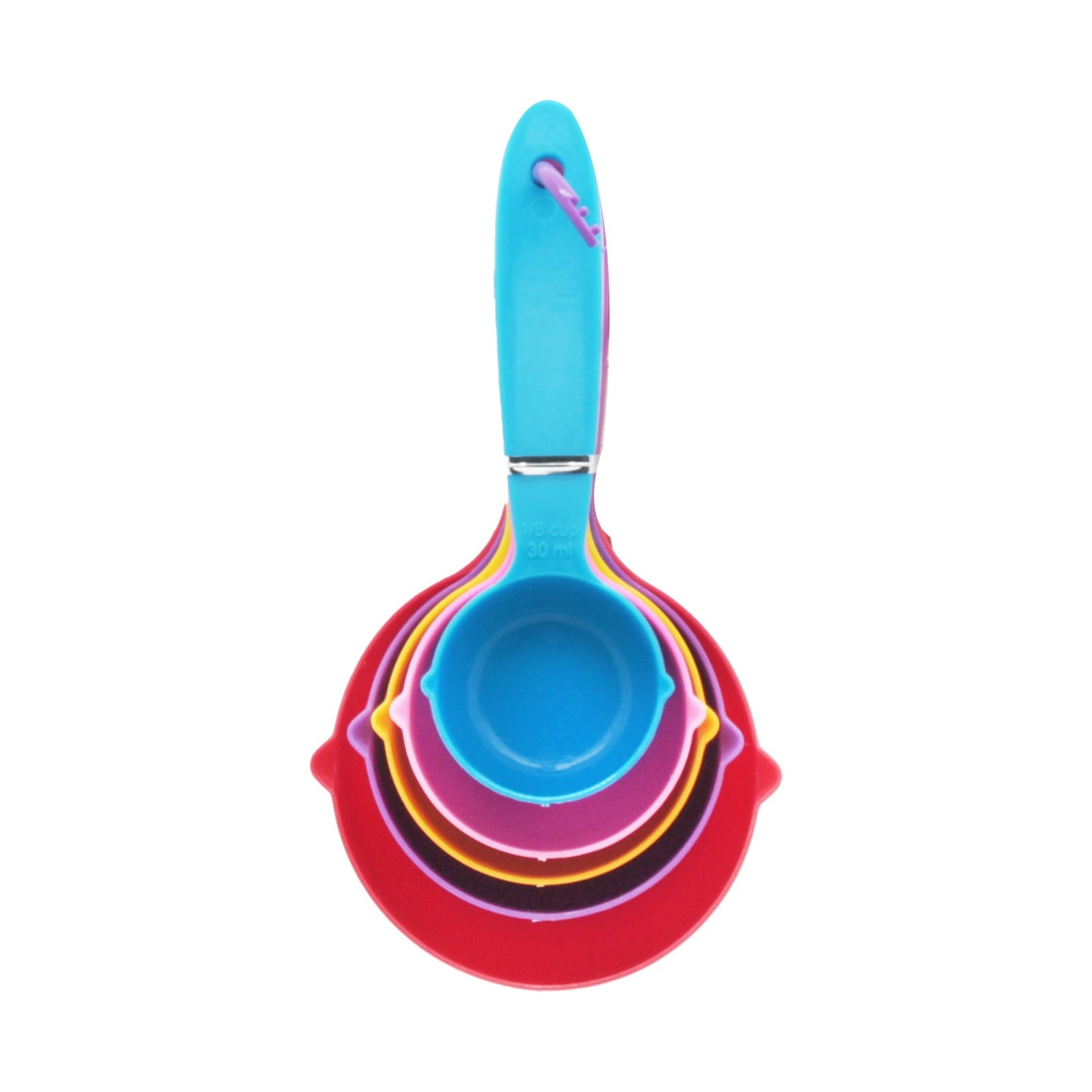 Measuring Spoons(5PCS) in vibrant colors, including red, blue, and purple, for precise ingredient measurement.