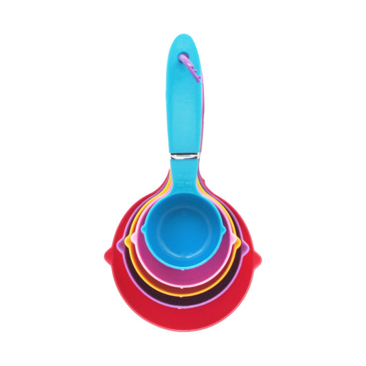 Measuring Spoons(5PCS) in vibrant colors, including red, blue, and purple, for precise ingredient measurement.