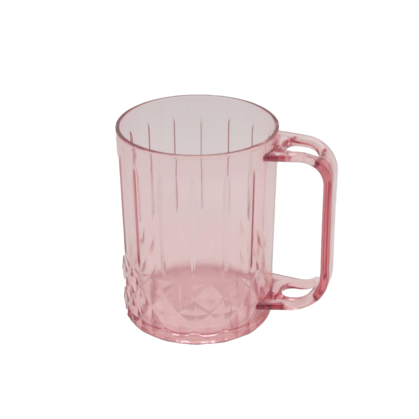 Clear Plastic Mug in soft pink for daily use, perfect for drinks at home or outdoors.