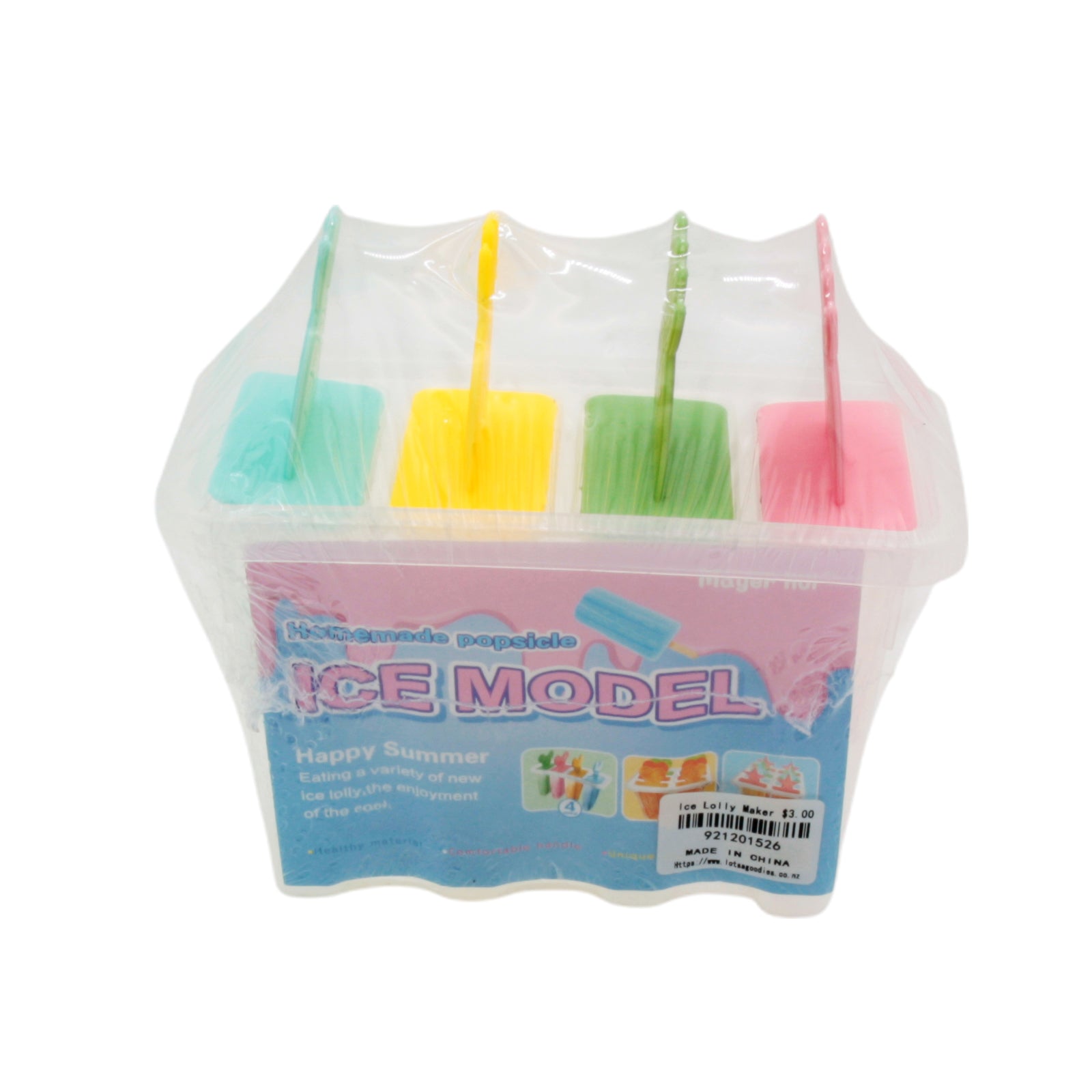Colorful Ice Lolly Maker set with four molds for making refreshing popsicles at home.
