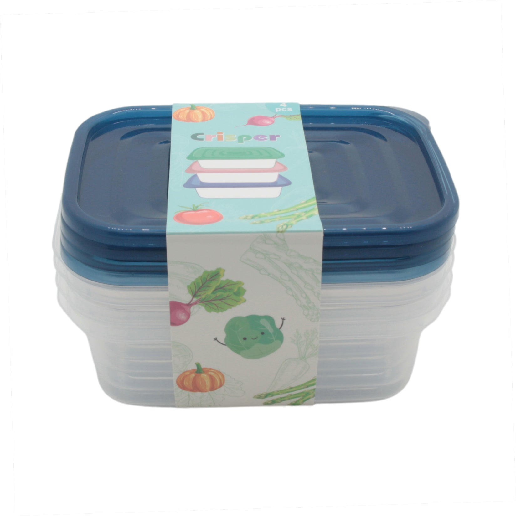 Reusable Plastic Storage Containers(4PCS/17.5*12.5*5.2CM) stacked with a colorful lid and labeling for easy storage.