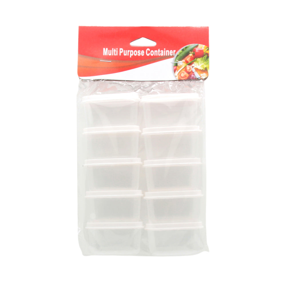 Clear Multi-Purpose Plastic Container(10PCS) in a pack with ten small storage containers for versatile organizing.