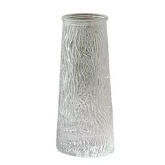 Glass Flower Vase(8.8*20CM) in a textured clear glass design, perfect for floral arrangements.