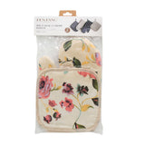 Pot Pad Glove Set featuring floral design heat-proof gloves and pot pad, perfect for kitchen use.