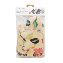 Pot Pad Glove Set featuring colorful floral design in a packaging.