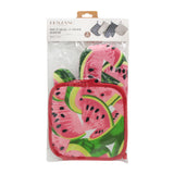 Pot Pad Glove Set featuring colorful watermelon design, perfect for heat protection in the kitchen.