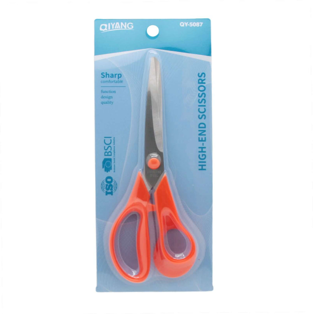Multipurpose Scissors with sharp stainless steel blades and comfortable orange handles for versatile cutting.