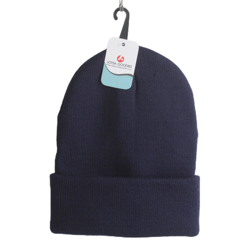 Solid Beanie – Warm Winter Hat | Lotsa Goodies NZ in navy color, perfect for winter comfort.