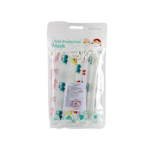 Kids Disposable Mask(10PCS) pack featuring colorful designs for child safety and protection.