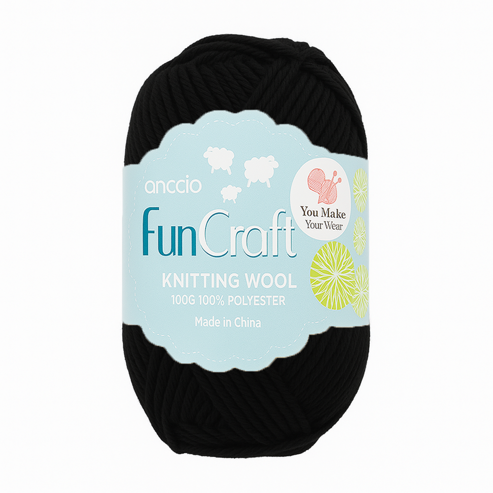 Soft Wool Yarn for Knitting & Crochet – 100g Ball(SQ765) black yarn ball with label
