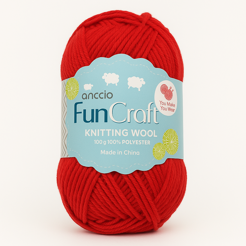 Soft Wool Yarn for Knitting & Crochet – 100g Ball(SQ765) in vibrant red color for creative projects.