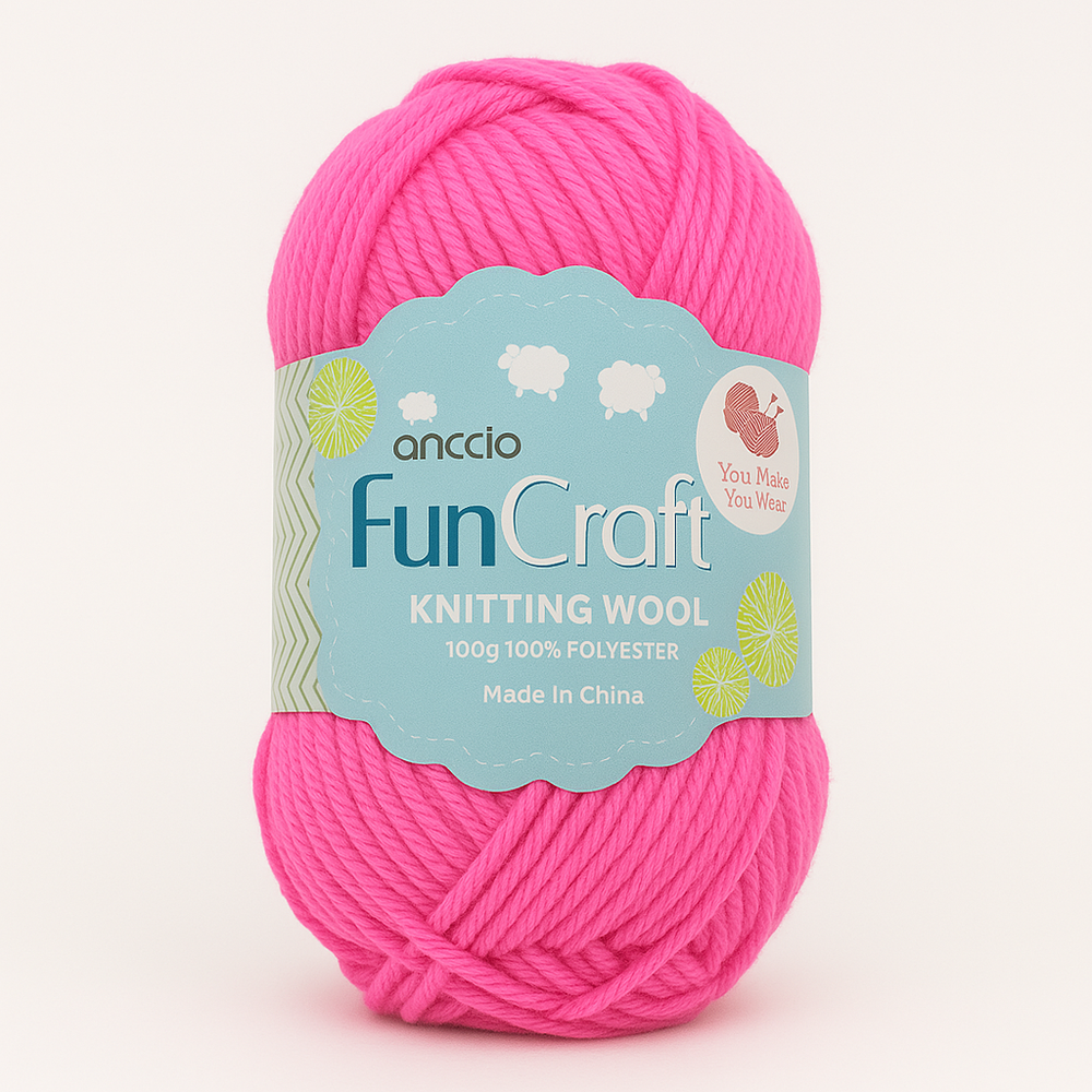 🧶 Soft Wool Yarn for Knitting & Crochet – 100g Ball(SQ765) in vibrant pink color, perfect for creative projects.