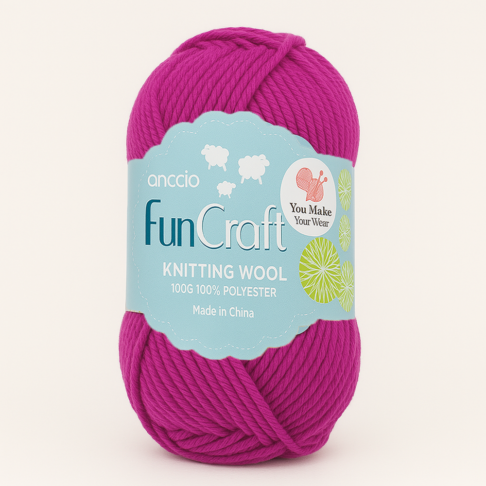 🧶 Soft Wool Yarn for Knitting & Crochet – 100g Ball(SQ765) in vibrant pink color.
