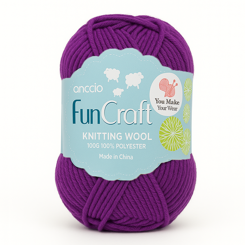 Soft Wool Yarn for Knitting & Crochet – 100g Ball(SQ765) in vibrant purple color, perfect for crafting.