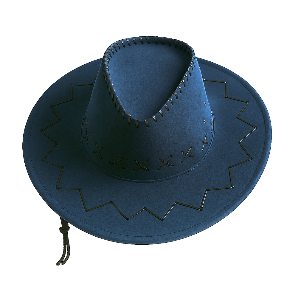 🧢 Western Stitch Cowboy Hat 🎯 Unisex | Festival Ready | Suede Look on a white background.