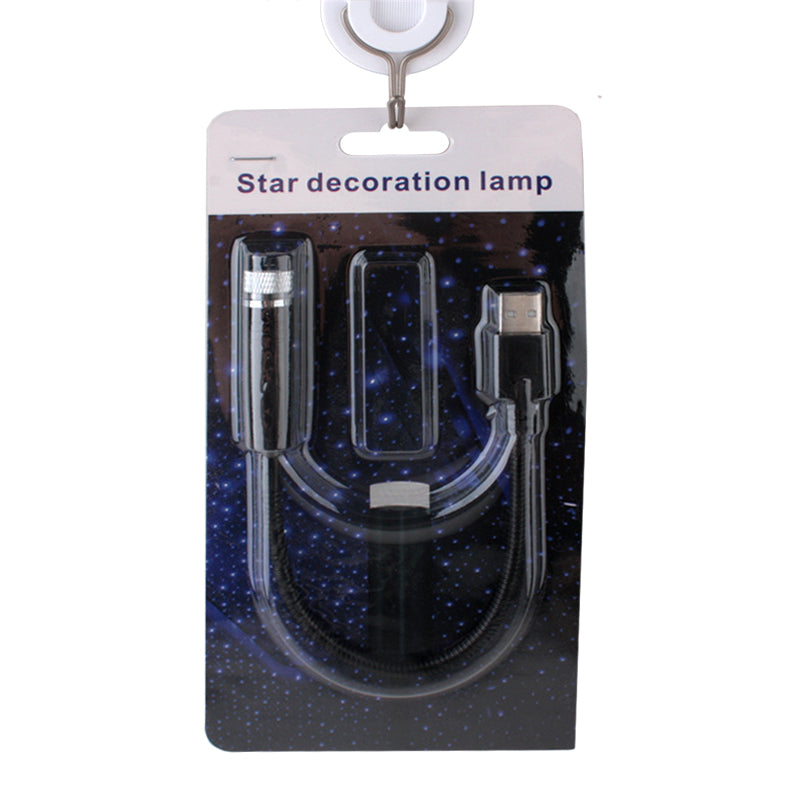 Star Decoration Lamp(B) packaging with USB cable on a starry background.