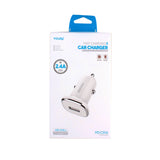 Image of Car Charger(CS06) in packaging, featuring fast charging and a USB port.