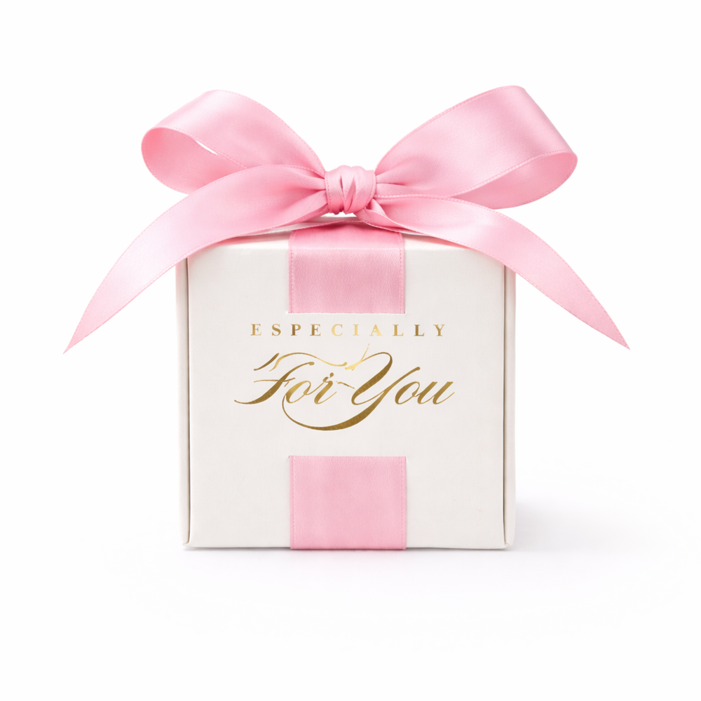 Gift box with pink ribbon and 'Especially For You' text on a white background

