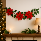 🎄 Christmas Flower Garland – Simple & Elegant displayed on a fireplace with festive decorations and warm lighting.