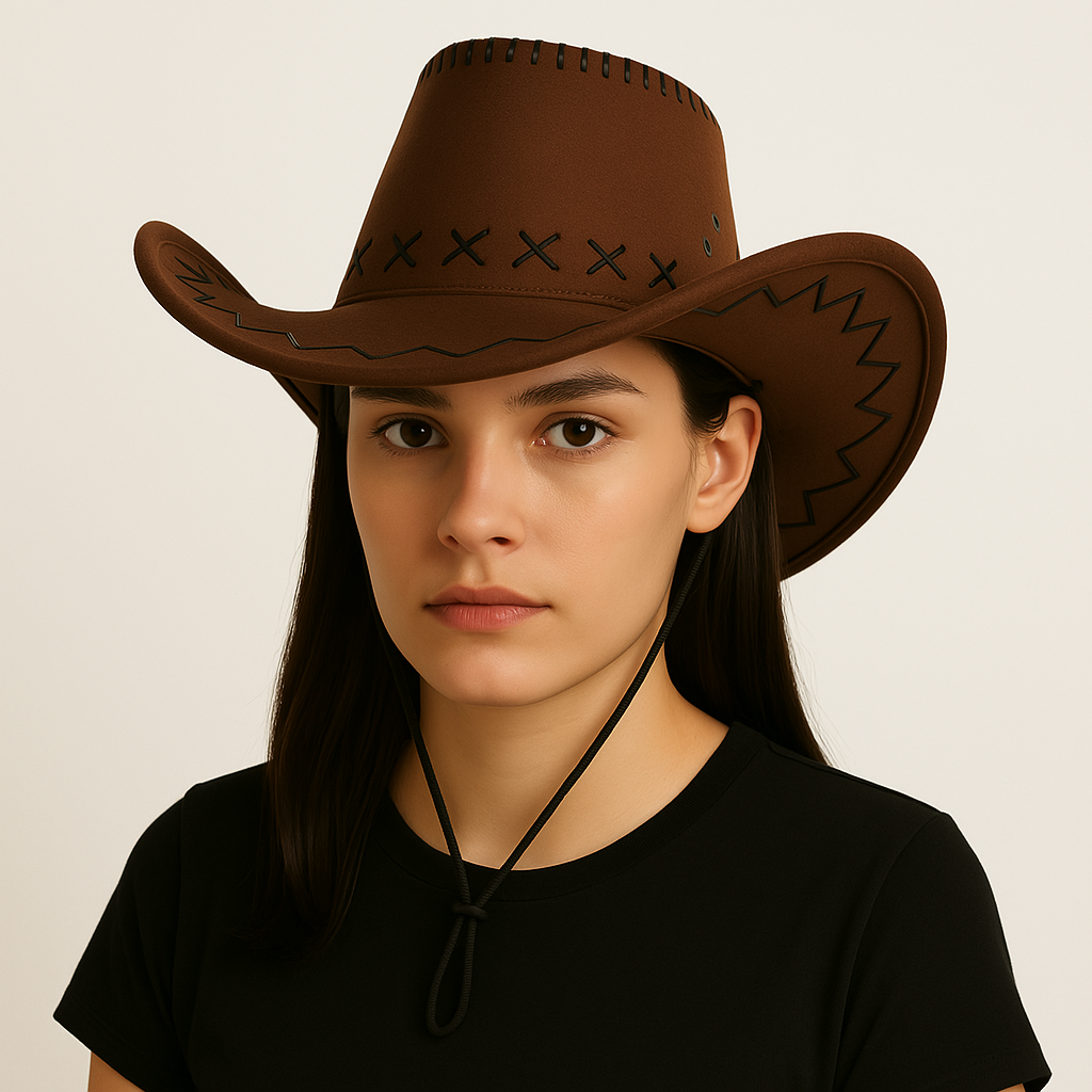 🧢 Western Stitch Cowboy Hat 🎯 Unisex | Festival Ready | Suede Look