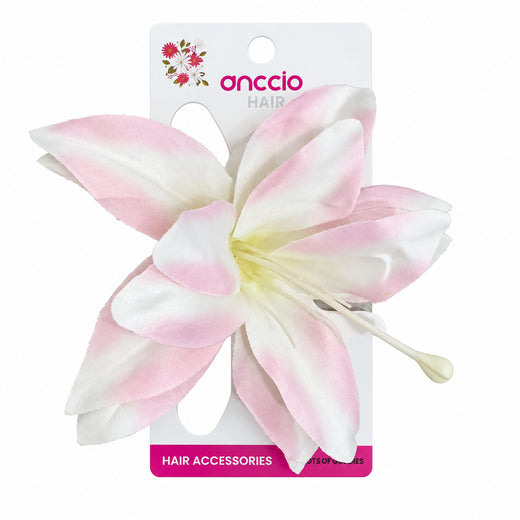 Pink & White Lily Hair Clip
