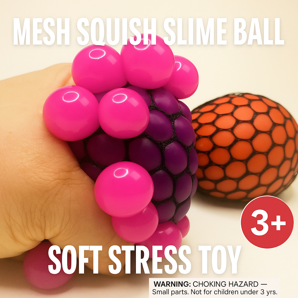 Mesh Squish Slime Ball – Soft Stress Toy (6cm, Assorted Colors)