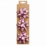Pink metallic star gift bows, 3 pieces, 6cm