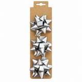 Silver metallic star gift bows, 3 pieces, 6cm