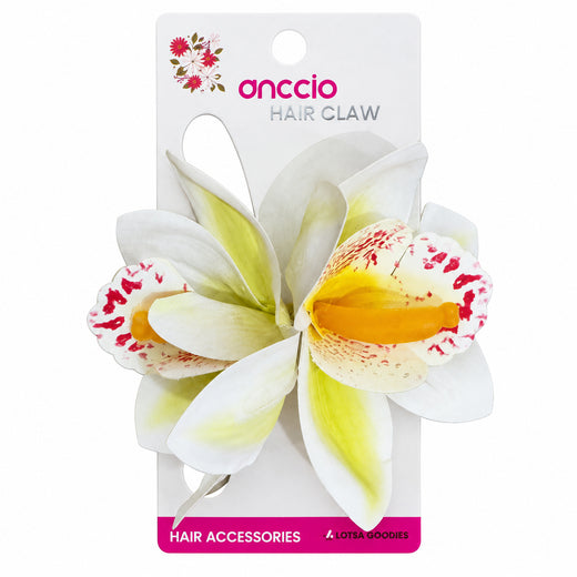 White & Yellow Orchid Hair Clip