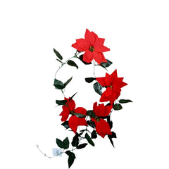 🎄 Christmas Flower Garland – Simple & Elegant featuring vibrant red blooms on green wire for holiday decor.