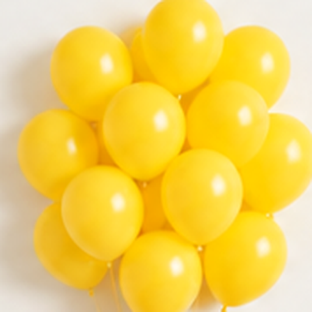 Yellow balloons inflated, AI-assisted illustrative photo, 20 pack