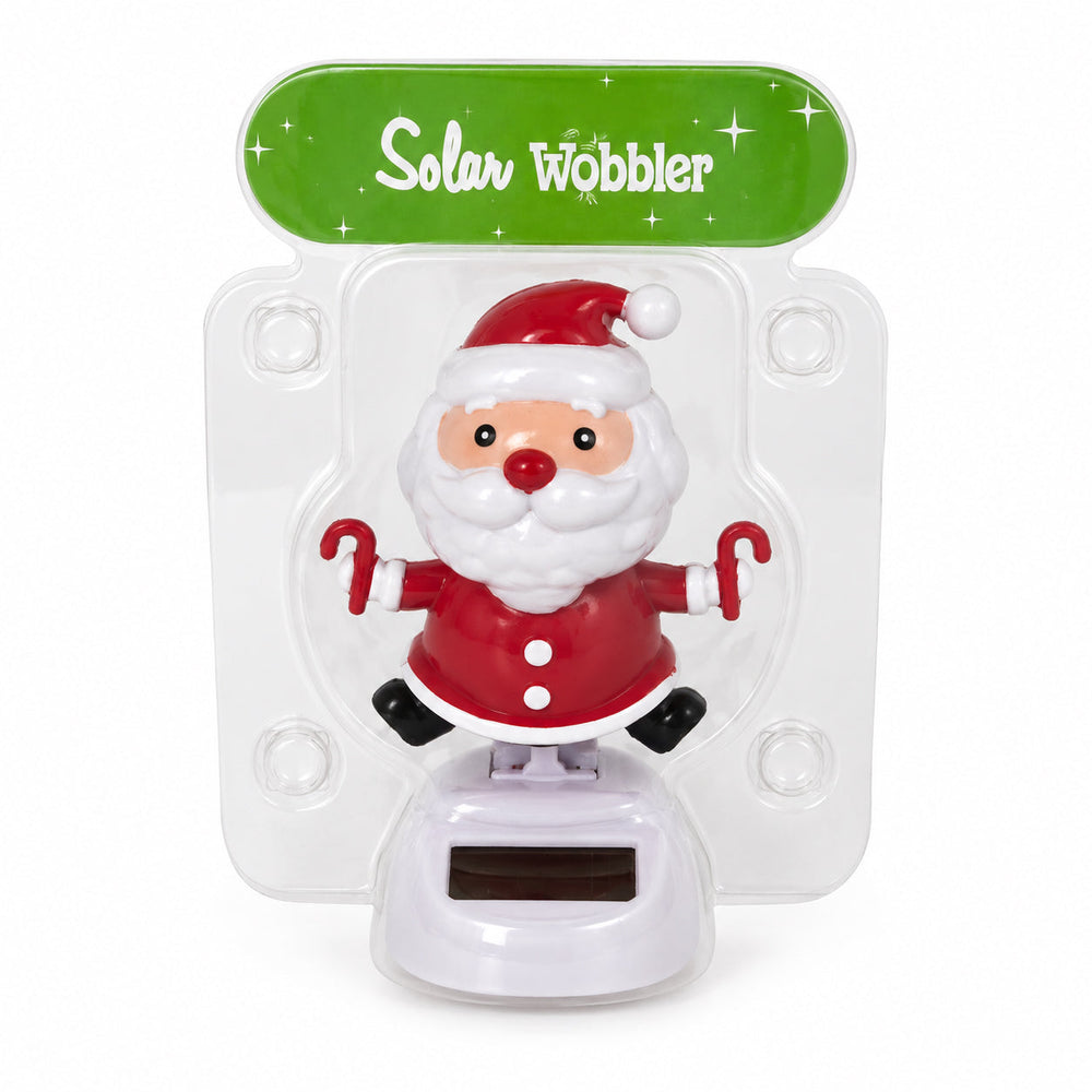 Solar Wobbler Santa holding candy canes